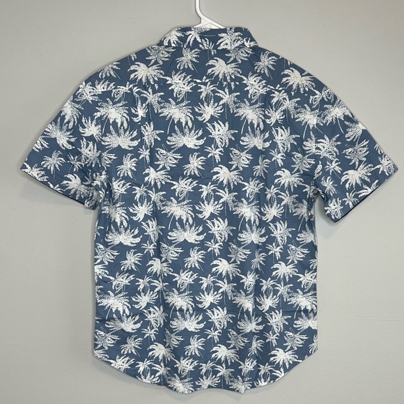 Jachs Blue White Tropical Palm Print Stretch Short Sleeve Button Up Shirt NEW M - Picture 8 of 14